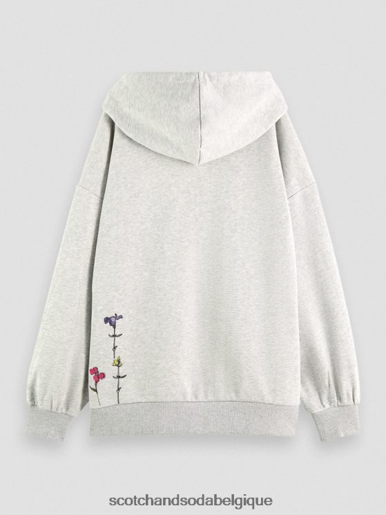 vêtements Scotch & Soda sweat à capuche oversize à motif floral- Scotch and Soda Namur gris mélangé 6BZRBF220
