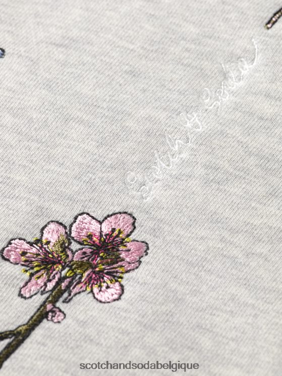 vêtements Scotch & Soda sweat à capuche oversize à motif floral- Scotch and Soda Namur gris mélangé 6BZRBF220