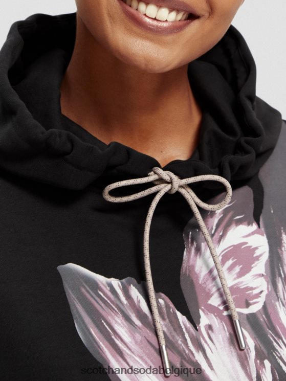 vêtements Scotch & Soda sweat à capuche oversize peint en forme de tulipe- Scotch and Soda Liﾨﾨge noir 6BZRBF213