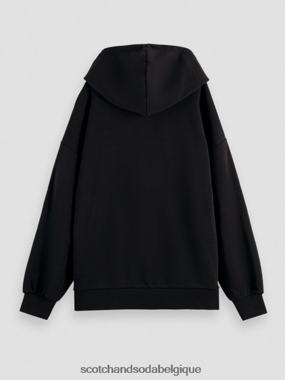 vêtements Scotch & Soda sweat à capuche oversize peint en forme de tulipe- Scotch and Soda Liﾨﾨge noir 6BZRBF213