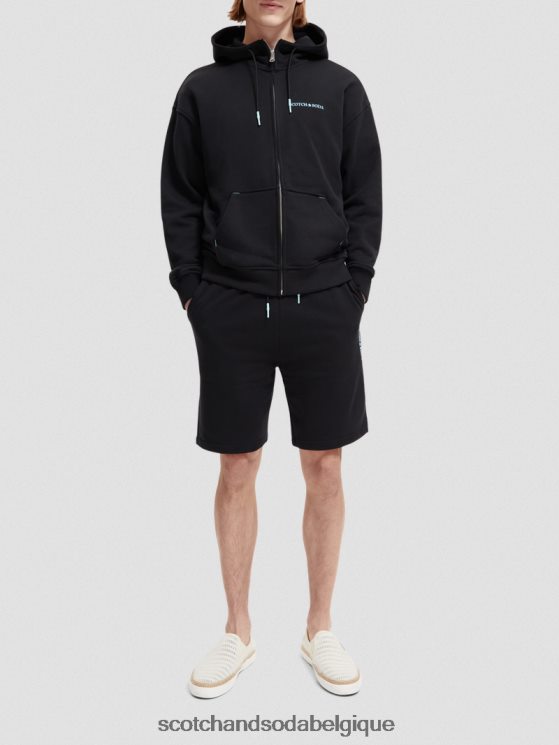 vêtements Scotch & Soda sweat à capuche zippé en coton biologique- Scotch and Soda shop near me noir 6BZRBF189