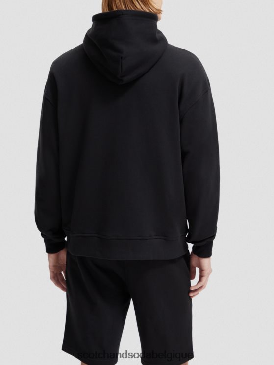 vêtements Scotch & Soda sweat à capuche zippé en coton biologique- Scotch and Soda shop near me noir 6BZRBF189