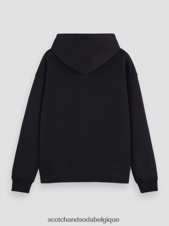 vêtements Scotch & Soda sweat à capuche zippé en coton biologique- Scotch and Soda shop near me noir 6BZRBF189