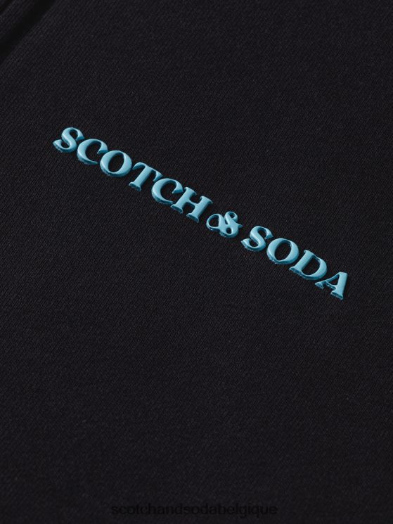 vêtements Scotch & Soda sweat à capuche zippé en coton biologique- Scotch and Soda shop near me noir 6BZRBF189