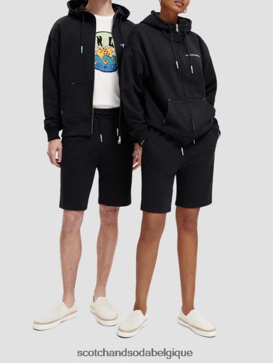 vêtements Scotch & Soda sweat à capuche zippé en coton biologique- Scotch and Soda shop near me noir 6BZRBF189