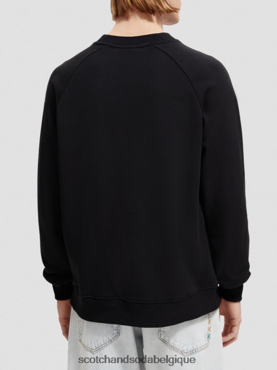 vêtements Scotch & Soda sweat à col rond en coton biologique- Scotch and Soda femme noir 6BZRBF194