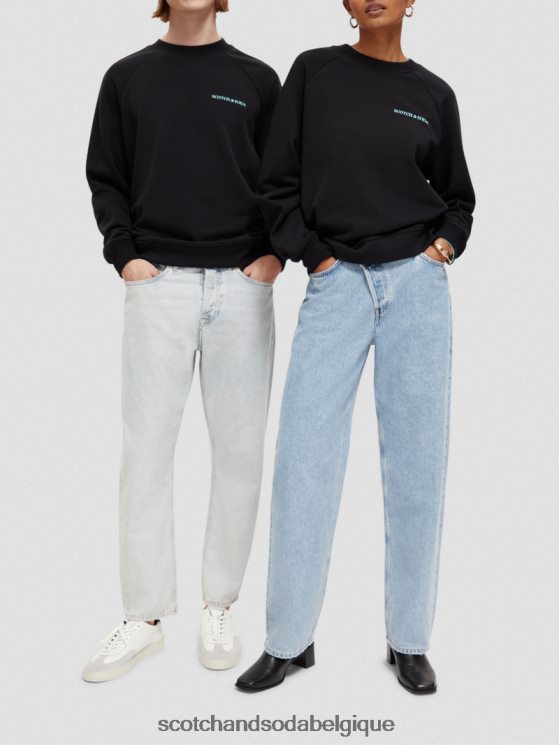 vêtements Scotch & Soda sweat à col rond en coton biologique- Scotch and Soda femme noir 6BZRBF194