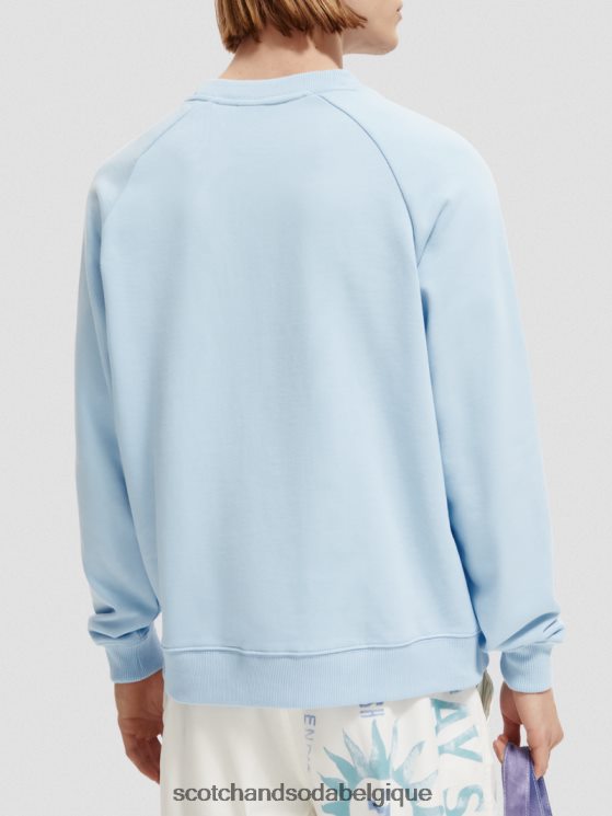 vêtements Scotch & Soda sweat à col rond en coton biologique- Scotch and Soda shop online ciel 6BZRBF197