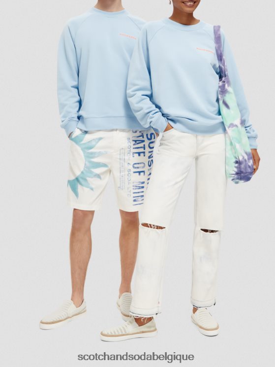 vêtements Scotch & Soda sweat à col rond en coton biologique- Scotch and Soda shop online ciel 6BZRBF197