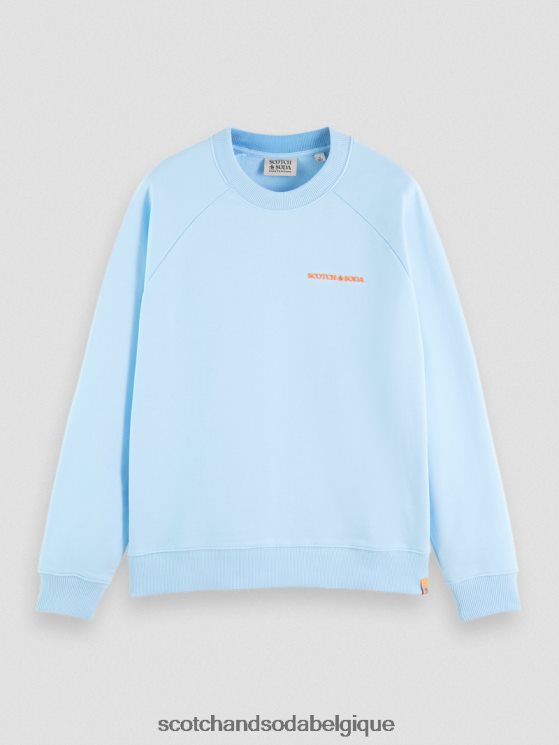 vêtements Scotch & Soda sweat à col rond en coton biologique- Scotch and Soda shop online ciel 6BZRBF197