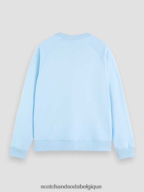 vêtements Scotch & Soda sweat à col rond en coton biologique- Scotch and Soda shop online ciel 6BZRBF197