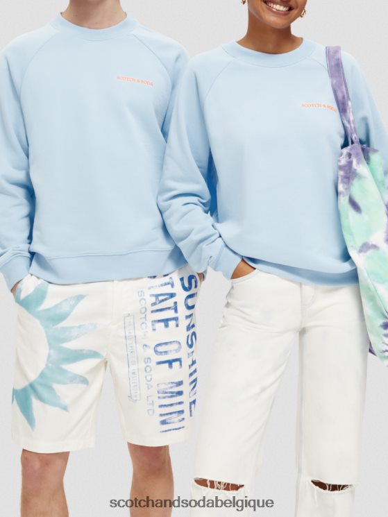 vêtements Scotch & Soda sweat à col rond en coton biologique- Scotch and Soda shop online ciel 6BZRBF197