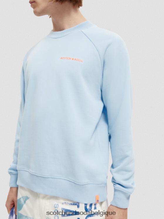 vêtements Scotch & Soda sweat à col rond en coton biologique- Scotch and Soda shop online ciel 6BZRBF197