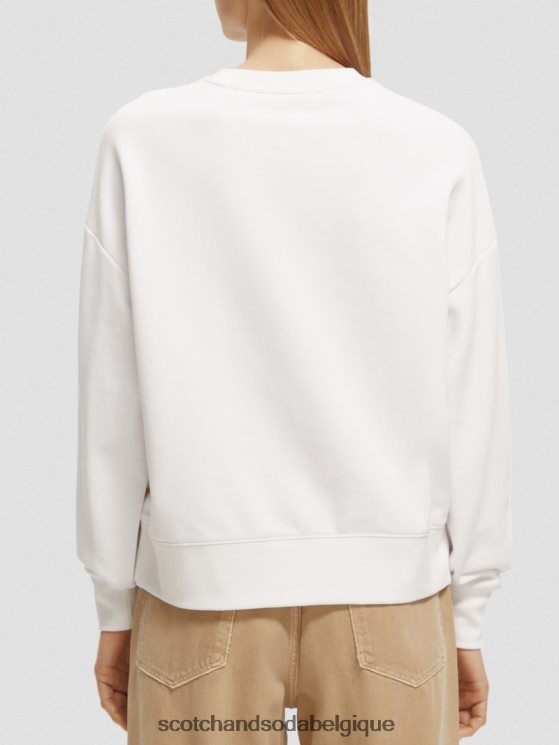 vêtements Scotch & Soda sweat-shirt ample à col ras du cou- Scotch and Soda outlet blanc 6BZRBF217