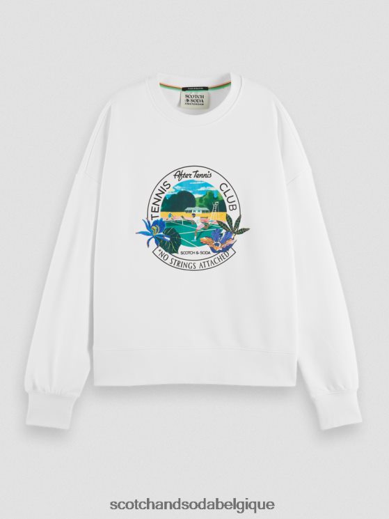 vêtements Scotch & Soda sweat-shirt ample à col ras du cou- Scotch and Soda outlet blanc 6BZRBF217