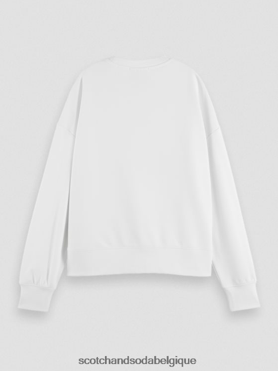 vêtements Scotch & Soda sweat-shirt ample à col ras du cou- Scotch and Soda outlet blanc 6BZRBF217