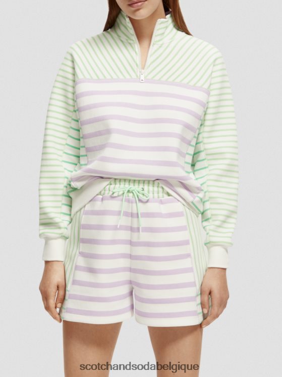 vêtements Scotch & Soda sweat-shirt coupe décontractée à demi-zip- Scotch and Soda Namur rayé 6BZRBF229