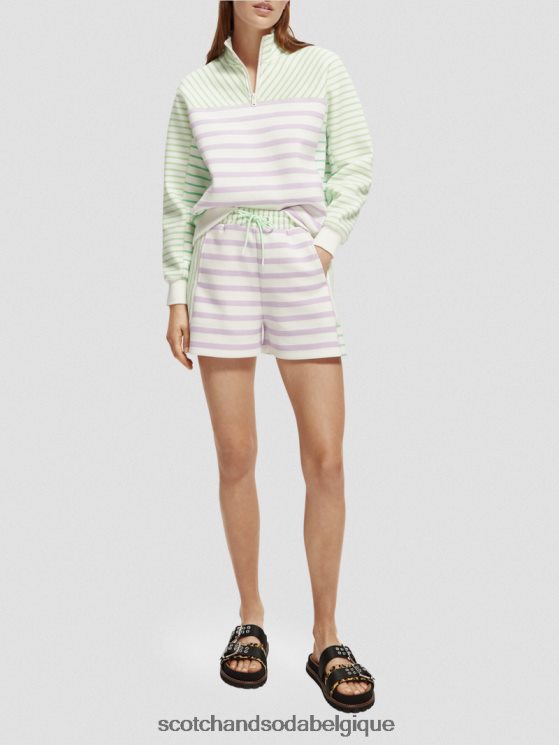 vêtements Scotch & Soda sweat-shirt coupe décontractée à demi-zip- Scotch and Soda Namur rayé 6BZRBF229