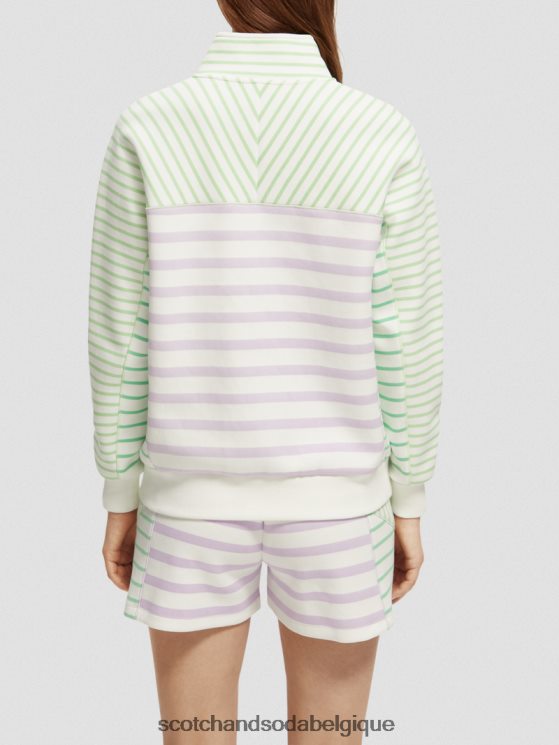 vêtements Scotch & Soda sweat-shirt coupe décontractée à demi-zip- Scotch and Soda Namur rayé 6BZRBF229