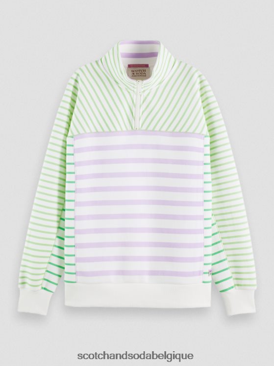 vêtements Scotch & Soda sweat-shirt coupe décontractée à demi-zip- Scotch and Soda Namur rayé 6BZRBF229