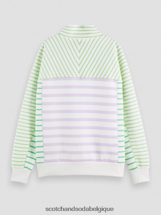 vêtements Scotch & Soda sweat-shirt coupe décontractée à demi-zip- Scotch and Soda Namur rayé 6BZRBF229