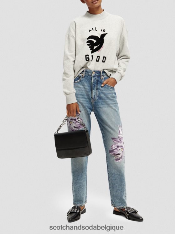 vêtements Scotch & Soda sweat-shirt court ample à col cheminée- Scotch and Soda Belgique gris mélangé 6BZRBF200