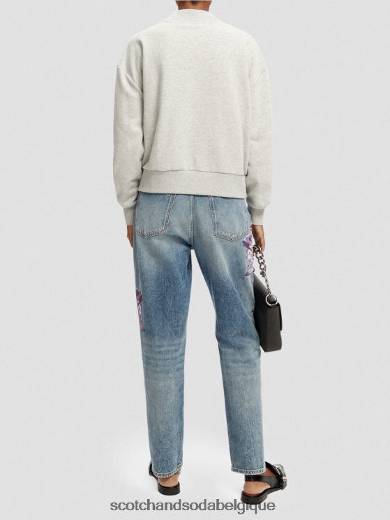 vêtements Scotch & Soda sweat-shirt court ample à col cheminée- Scotch and Soda Belgique gris mélangé 6BZRBF200