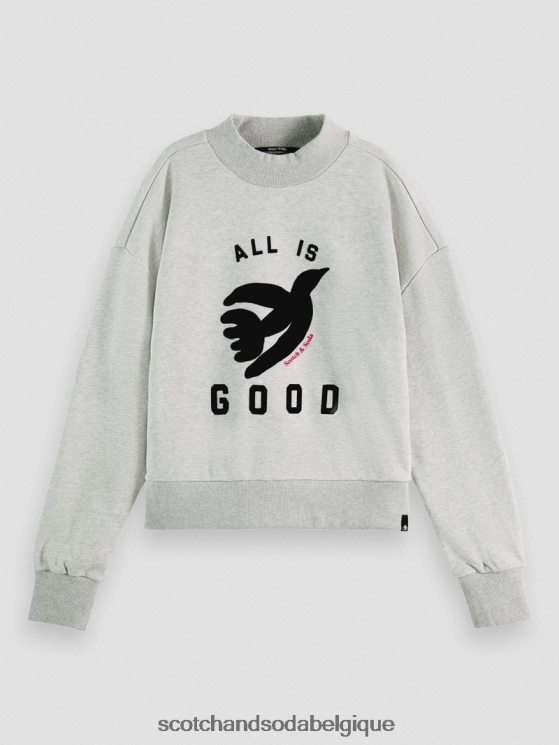 vêtements Scotch & Soda sweat-shirt court ample à col cheminée- Scotch and Soda Belgique gris mélangé 6BZRBF200