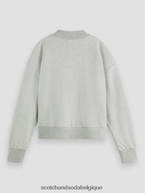 vêtements Scotch & Soda sweat-shirt court ample à col cheminée- Scotch and Soda Belgique gris mélangé 6BZRBF200