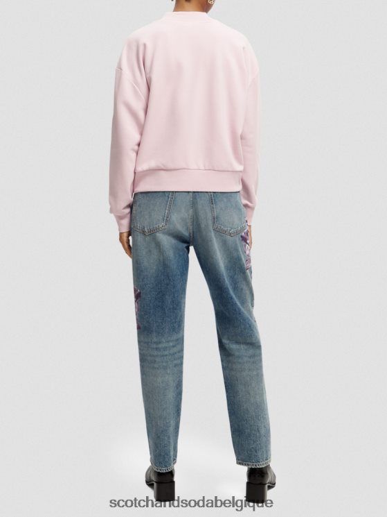 vêtements Scotch & Soda sweat-shirt court ample à col cheminée- Scotch and Soda outlet lavande 6BZRBF199