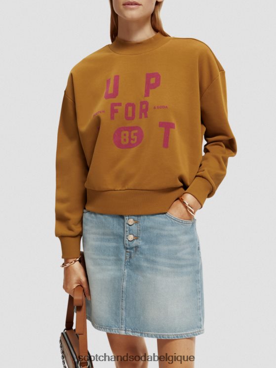vêtements Scotch & Soda sweat-shirt court ample à col cheminée- Scotch and Soda shop near me caramel 6BZRBF198