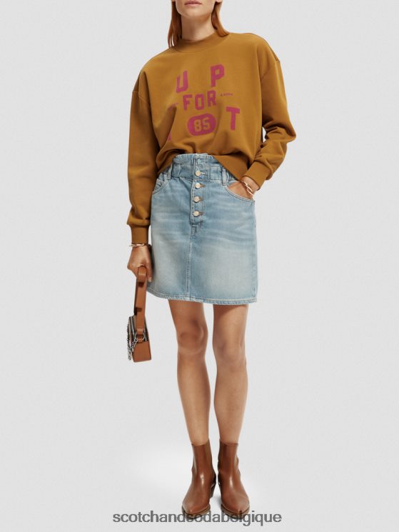 vêtements Scotch & Soda sweat-shirt court ample à col cheminée- Scotch and Soda shop near me caramel 6BZRBF198