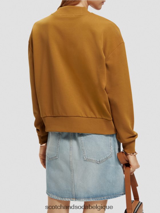 vêtements Scotch & Soda sweat-shirt court ample à col cheminée- Scotch and Soda shop near me caramel 6BZRBF198