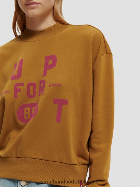 vêtements Scotch & Soda sweat-shirt court ample à col cheminée- Scotch and Soda shop near me caramel 6BZRBF198