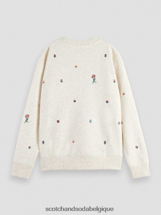 vêtements Scotch & Soda sweat-shirt décontracté à broderies- Scotch and Soda Bruxelles mélange blanc vanille 6BZRBF183