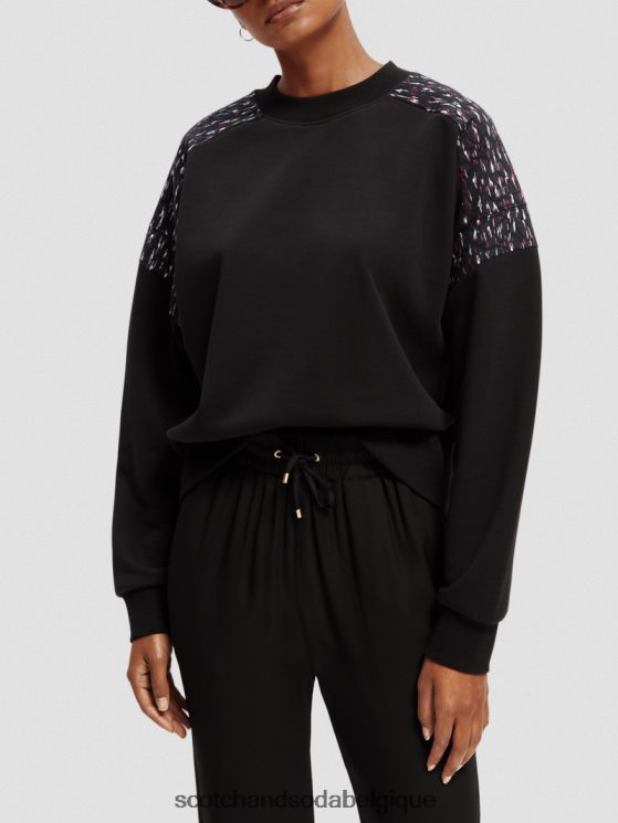 vêtements Scotch & Soda sweat-shirt à empiècement matelassé coupe décontractée- Scotch and Soda Bruxelles noir 6BZRBF210