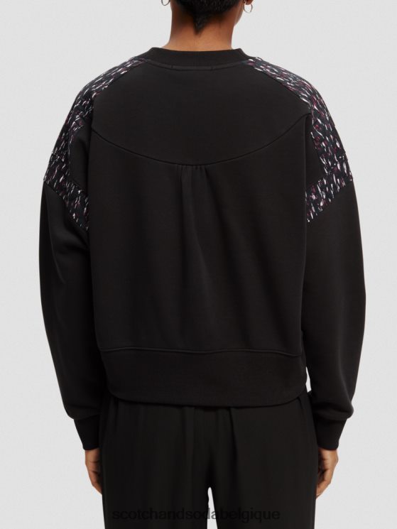 vêtements Scotch & Soda sweat-shirt à empiècement matelassé coupe décontractée- Scotch and Soda Bruxelles noir 6BZRBF210