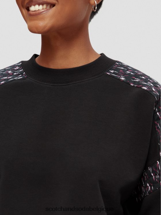 vêtements Scotch & Soda sweat-shirt à empiècement matelassé coupe décontractée- Scotch and Soda Bruxelles noir 6BZRBF210