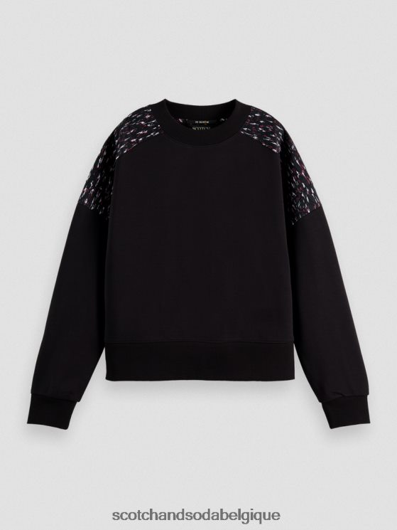 vêtements Scotch & Soda sweat-shirt à empiècement matelassé coupe décontractée- Scotch and Soda Bruxelles noir 6BZRBF210