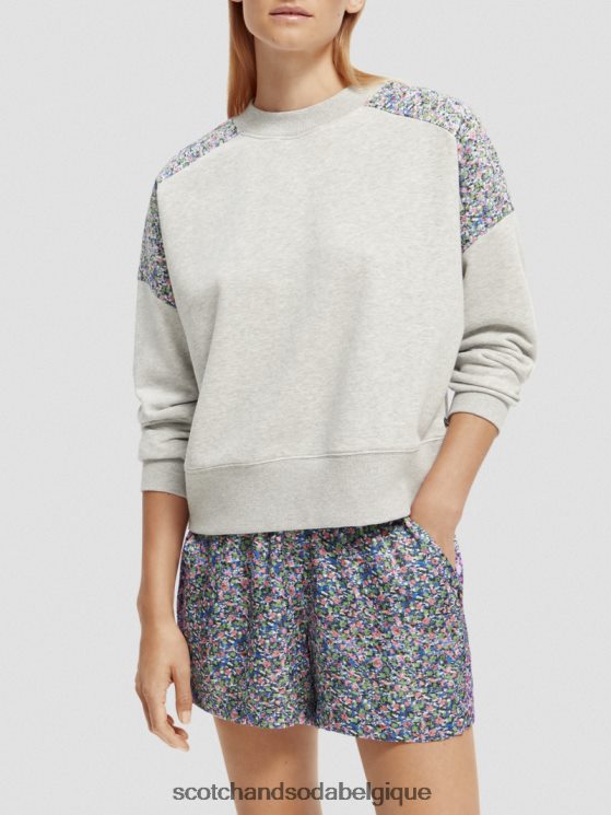 vêtements Scotch & Soda sweat-shirt à empiècement matelassé coupe décontractée- Scotch and Soda Namur gris mélangé 6BZRBF211
