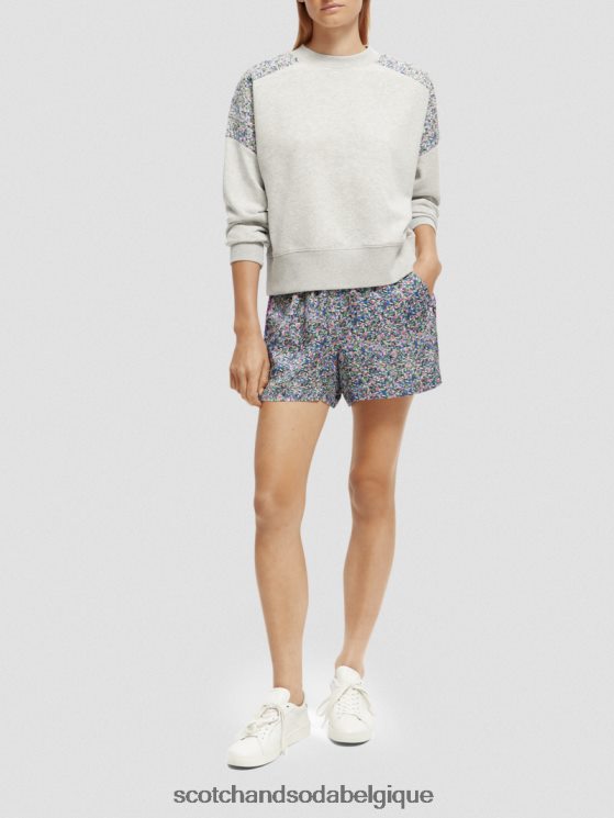 vêtements Scotch & Soda sweat-shirt à empiècement matelassé coupe décontractée- Scotch and Soda Namur gris mélangé 6BZRBF211