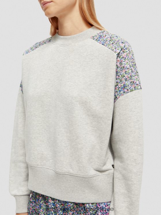 vêtements Scotch & Soda sweat-shirt à empiècement matelassé coupe décontractée- Scotch and Soda Namur gris mélangé 6BZRBF211
