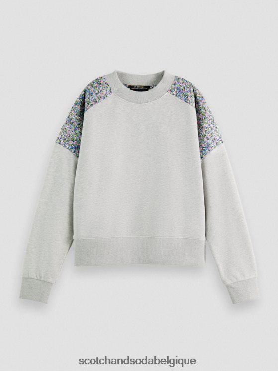 vêtements Scotch & Soda sweat-shirt à empiècement matelassé coupe décontractée- Scotch and Soda Namur gris mélangé 6BZRBF211