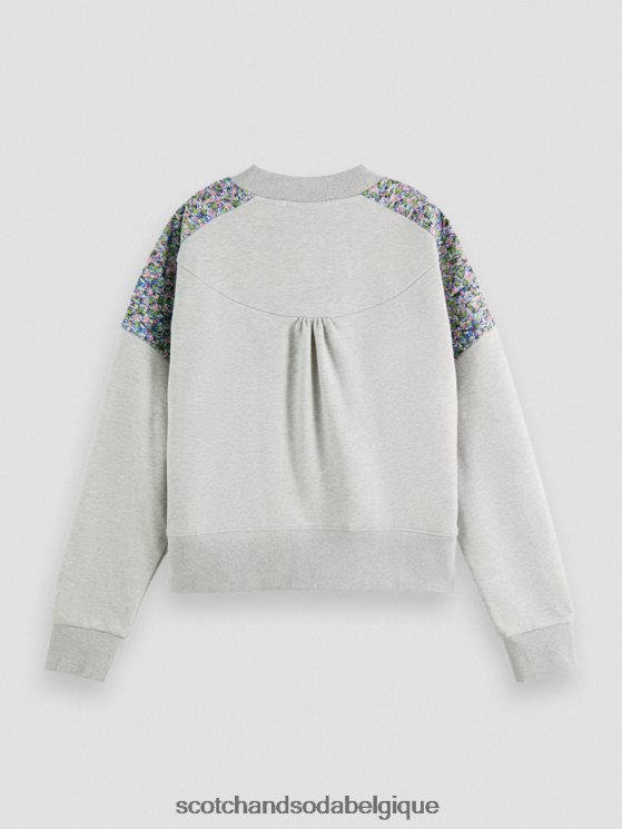vêtements Scotch & Soda sweat-shirt à empiècement matelassé coupe décontractée- Scotch and Soda Namur gris mélangé 6BZRBF211