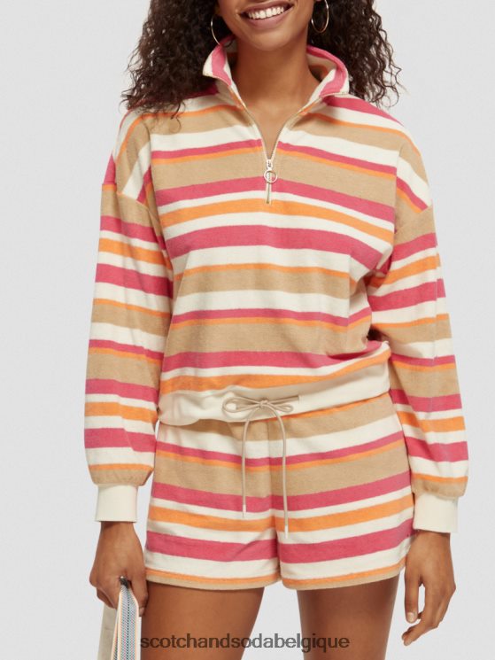 vêtements Scotch & Soda sweat-shirt en tissu éponge à demi-zip- Scotch and Soda parfum vanille blanche 6BZRBF178