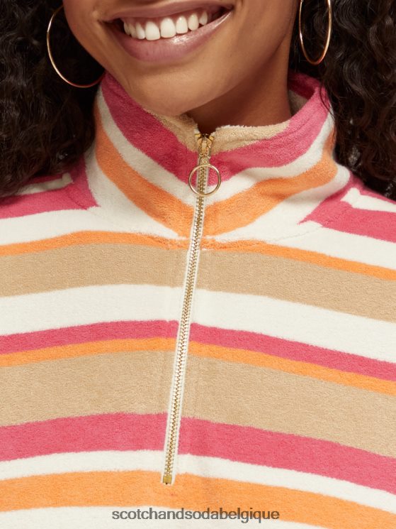 vêtements Scotch & Soda sweat-shirt en tissu éponge à demi-zip- Scotch and Soda parfum vanille blanche 6BZRBF178