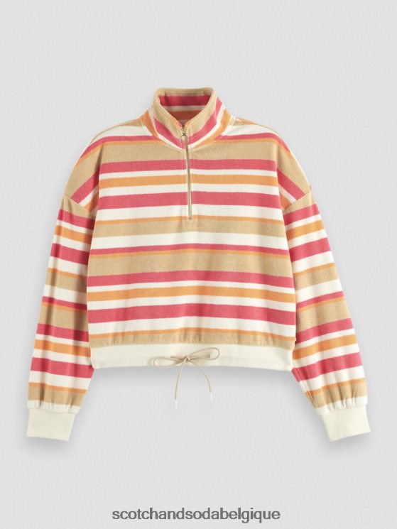 vêtements Scotch & Soda sweat-shirt en tissu éponge à demi-zip- Scotch and Soda parfum vanille blanche 6BZRBF178