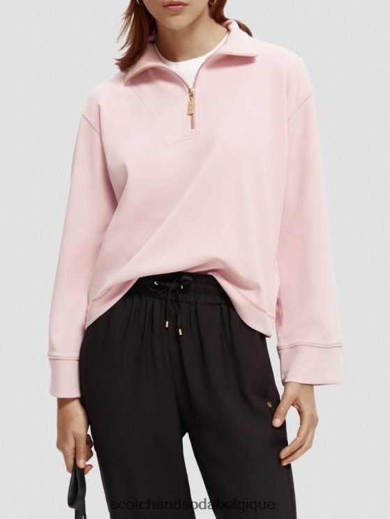vêtements Scotch & Soda sweat-shirt à manches trompette et demi-zip- Scotch and Soda Belgique lavande 6BZRBF191