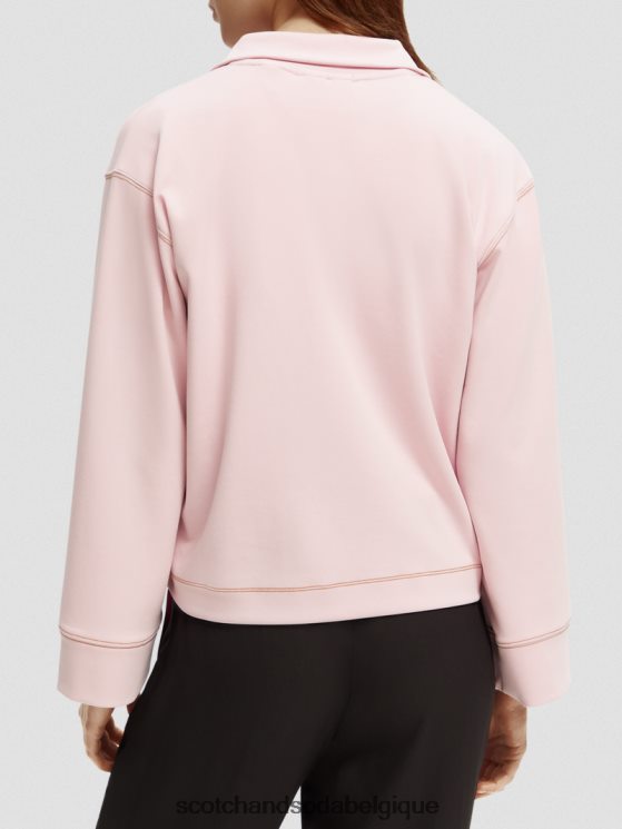 vêtements Scotch & Soda sweat-shirt à manches trompette et demi-zip- Scotch and Soda Belgique lavande 6BZRBF191