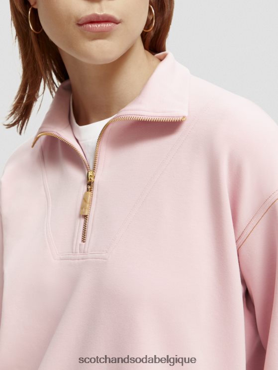 vêtements Scotch & Soda sweat-shirt à manches trompette et demi-zip- Scotch and Soda Belgique lavande 6BZRBF191